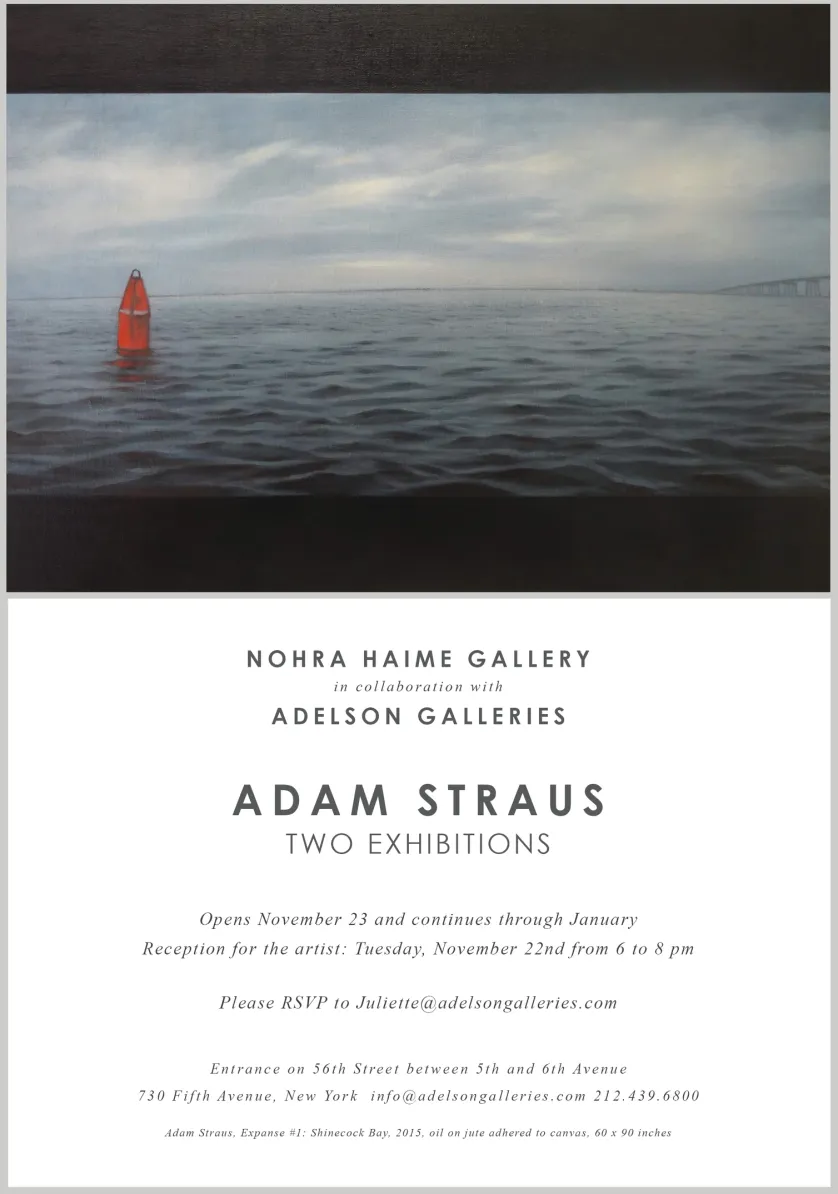 Exhibition invitation design featuring the artwork of Adam Straus