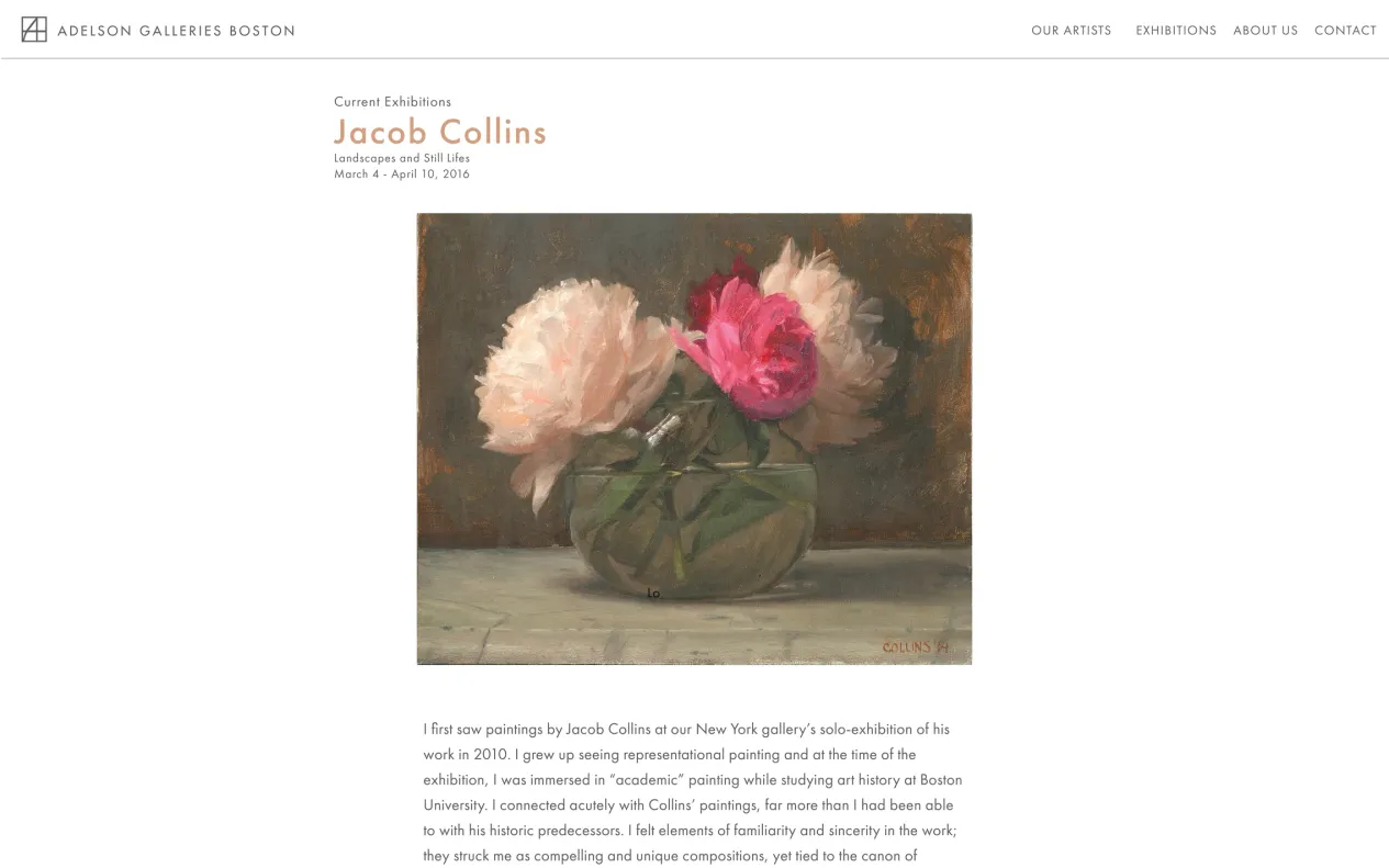 Adelson Galleries Boston Web Home Page, c. 2012