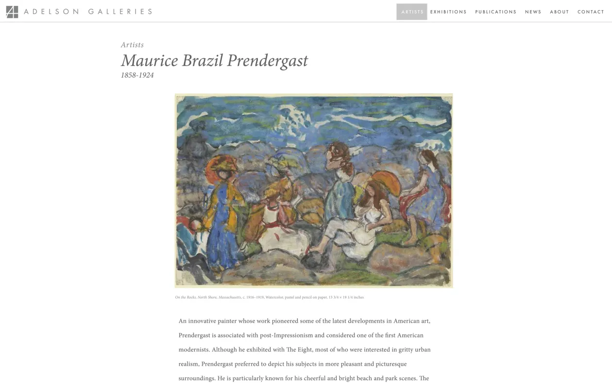 Adelson Galleries Web Artist Page Maurice Brazil Prendergast, c. 2016