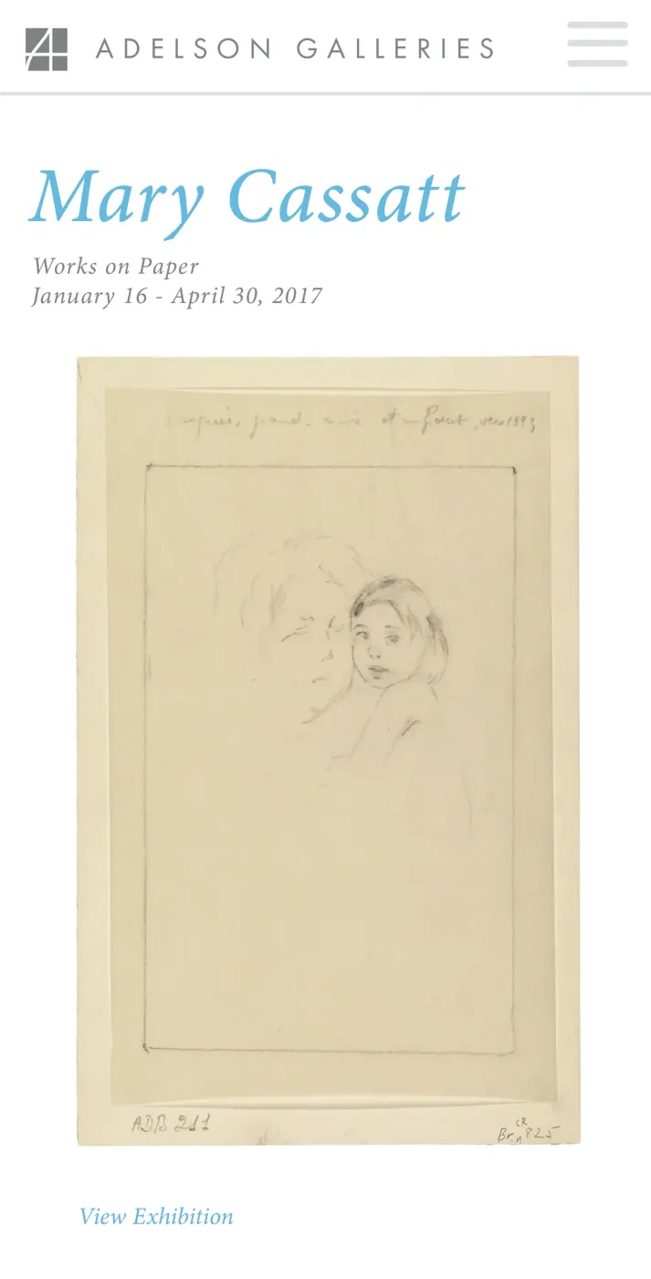 Adelson Galleries Web Current Exhibition Page (Mary Cassatt), c. 2016