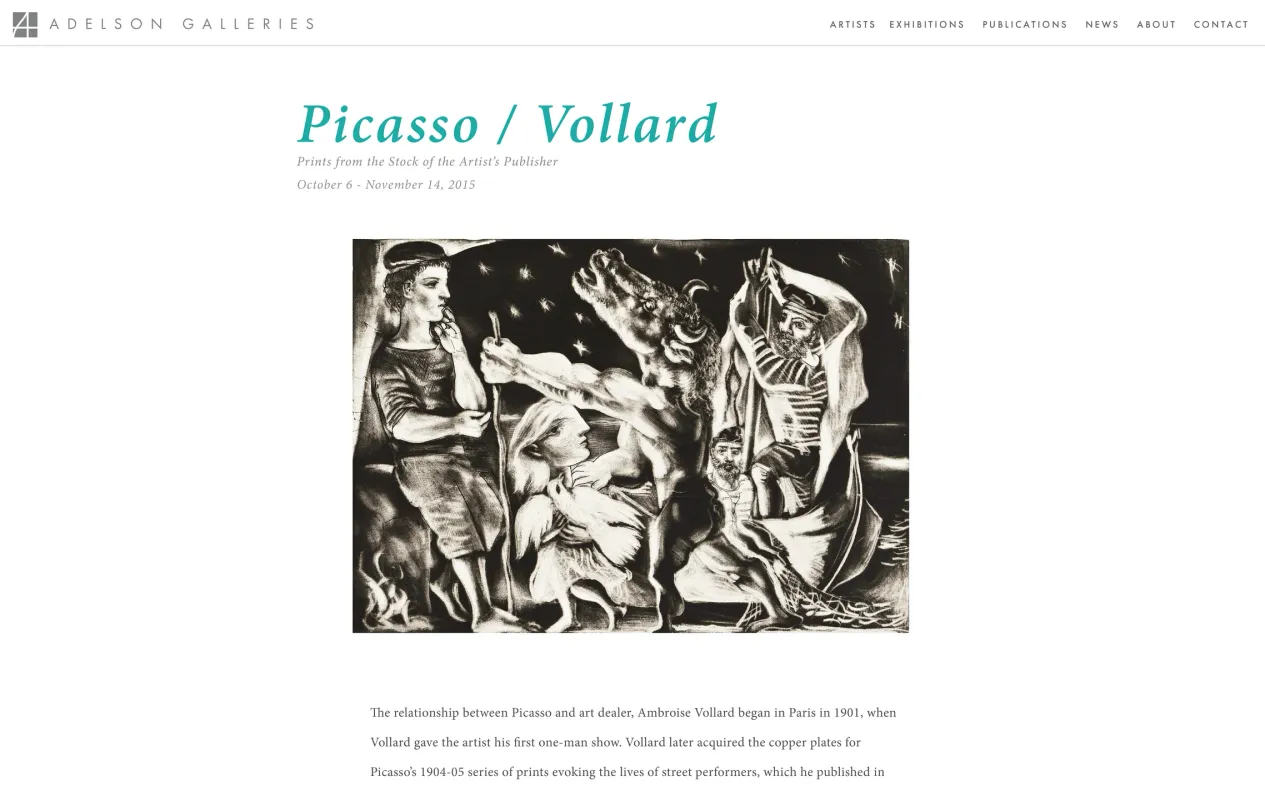 Adelson Galleries Web Home Page, c. 2015