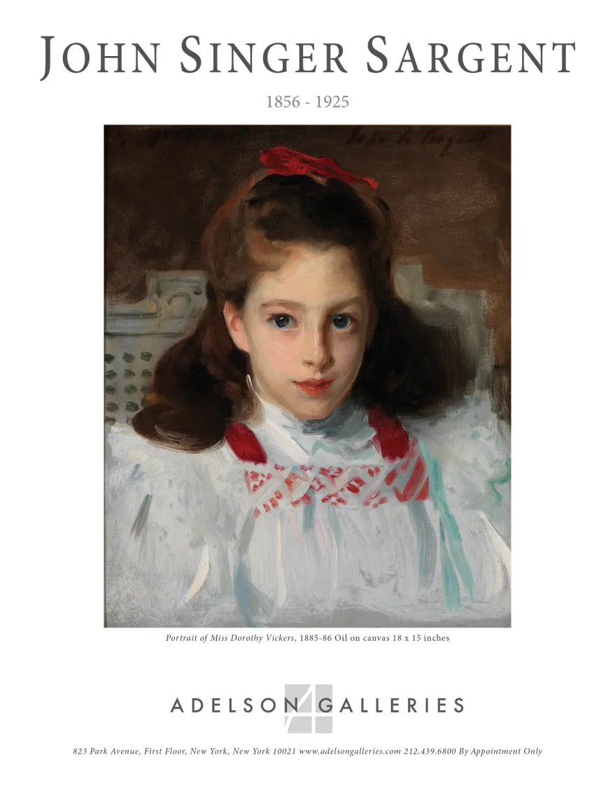 Advertisement designed for placement in the Winter Show 2013 official catalogue, featuring John Singer Sargent's Portrait of Miss Dorothy Vickers
