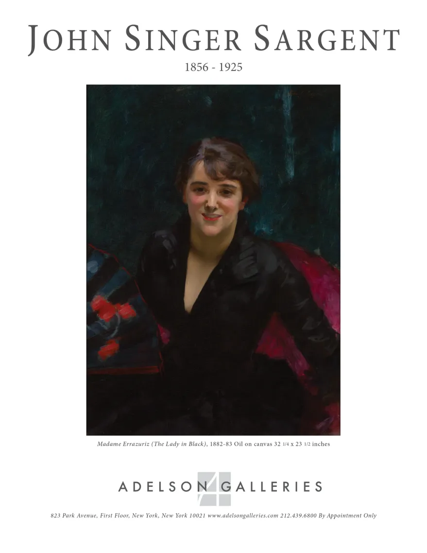 Advertisement designed for placement in the Winter Show 2014 official catalogue, featuring John Singer Sargent's Madame Errazuriz (The Lady in Black)