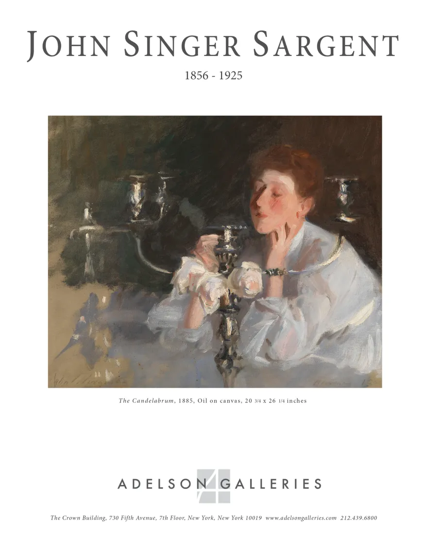 Advertisement designed for placement in the Winter Show 2015 official catalogue, featuring John Singer Sargent's The Candelabrum