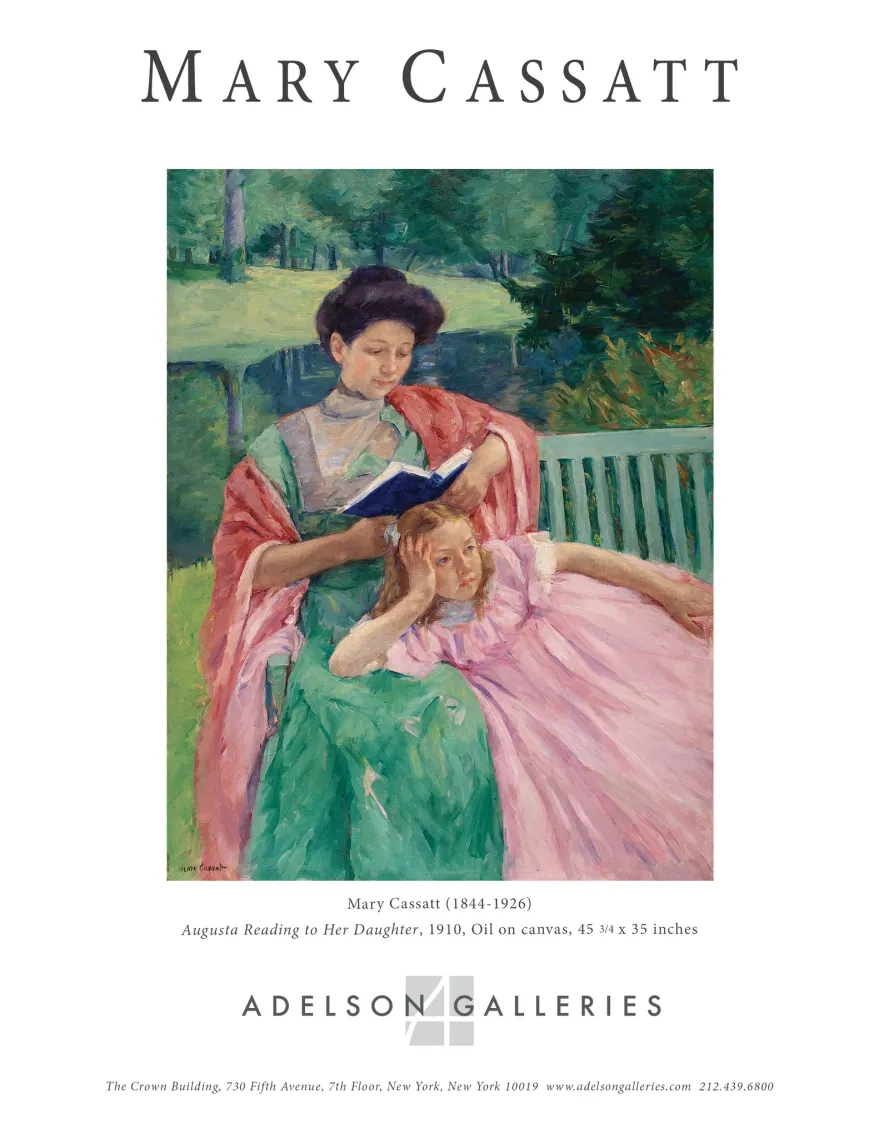 Advertisement designed for placement in the Winter Show 2016 official catalogue, featuring Mary Cassatt's Augusta Reading to Her Daughter