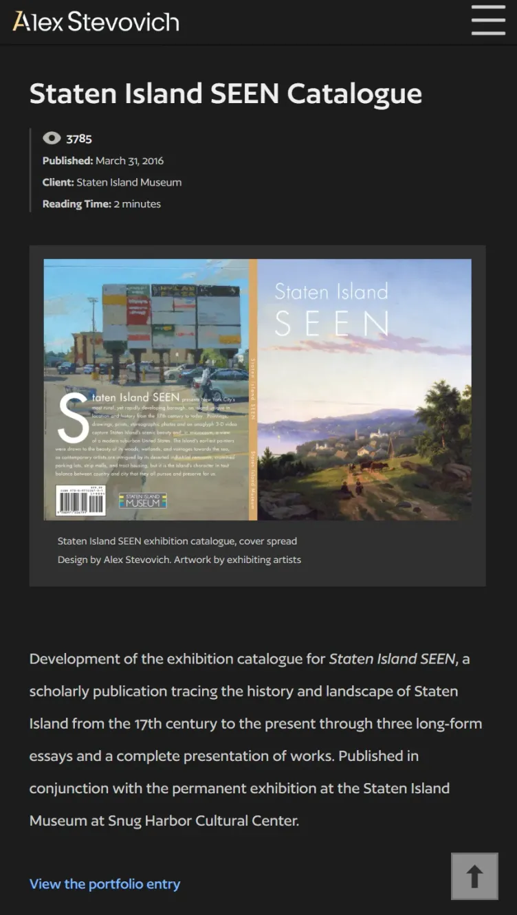 Alex Stevovich Web Portfolio Page in Dark Mode, Responsive, c. 2022