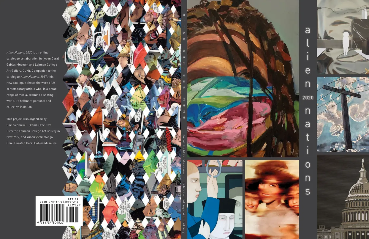 Alien Nations 2020 exhibition catalogue, cover spread featuring artwork from the exhibition