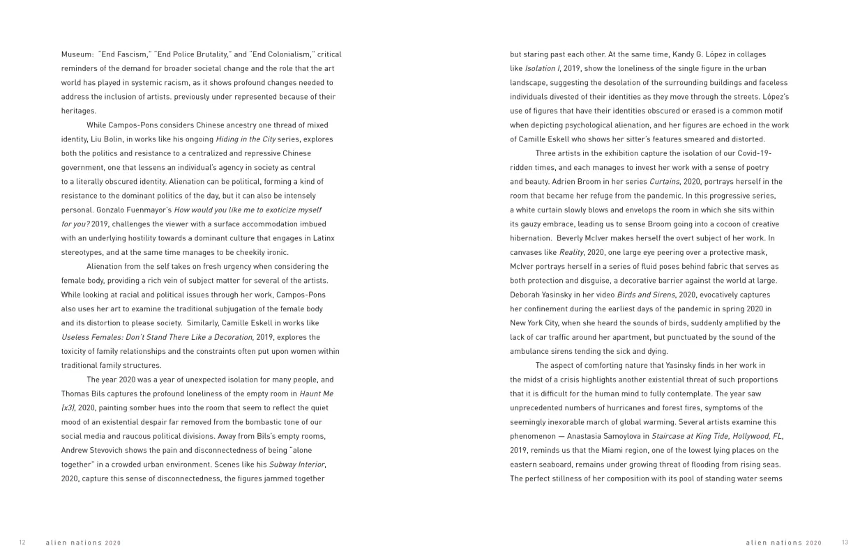 Alien Nations 2020 exhibition catalogue, pages 12–13