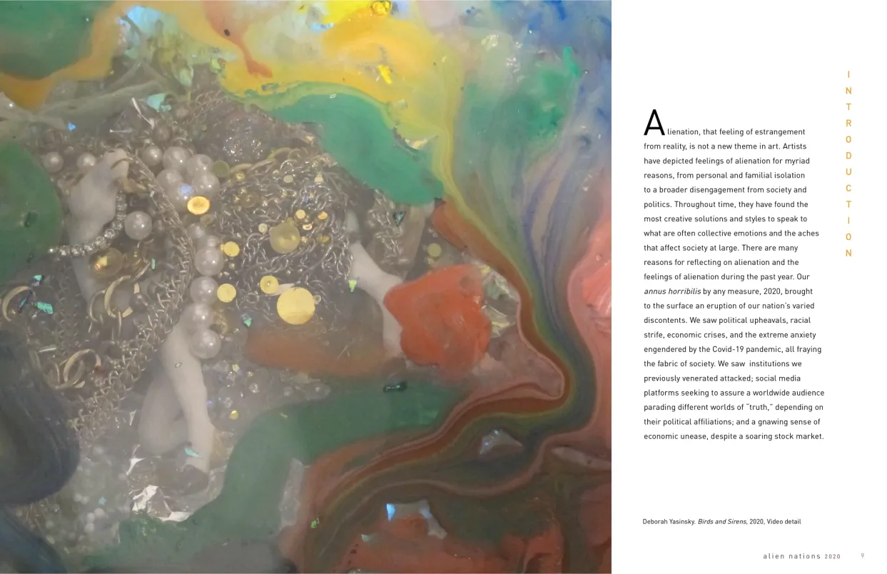 Alien Nations 2020 exhibition catalogue, pages 8–9