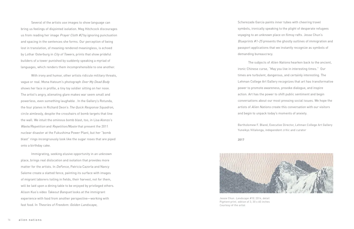 Alien Nations exhibition catalogue, pages 14–15