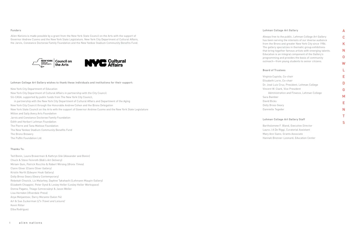 Alien Nations exhibition catalogue, pages 6–7