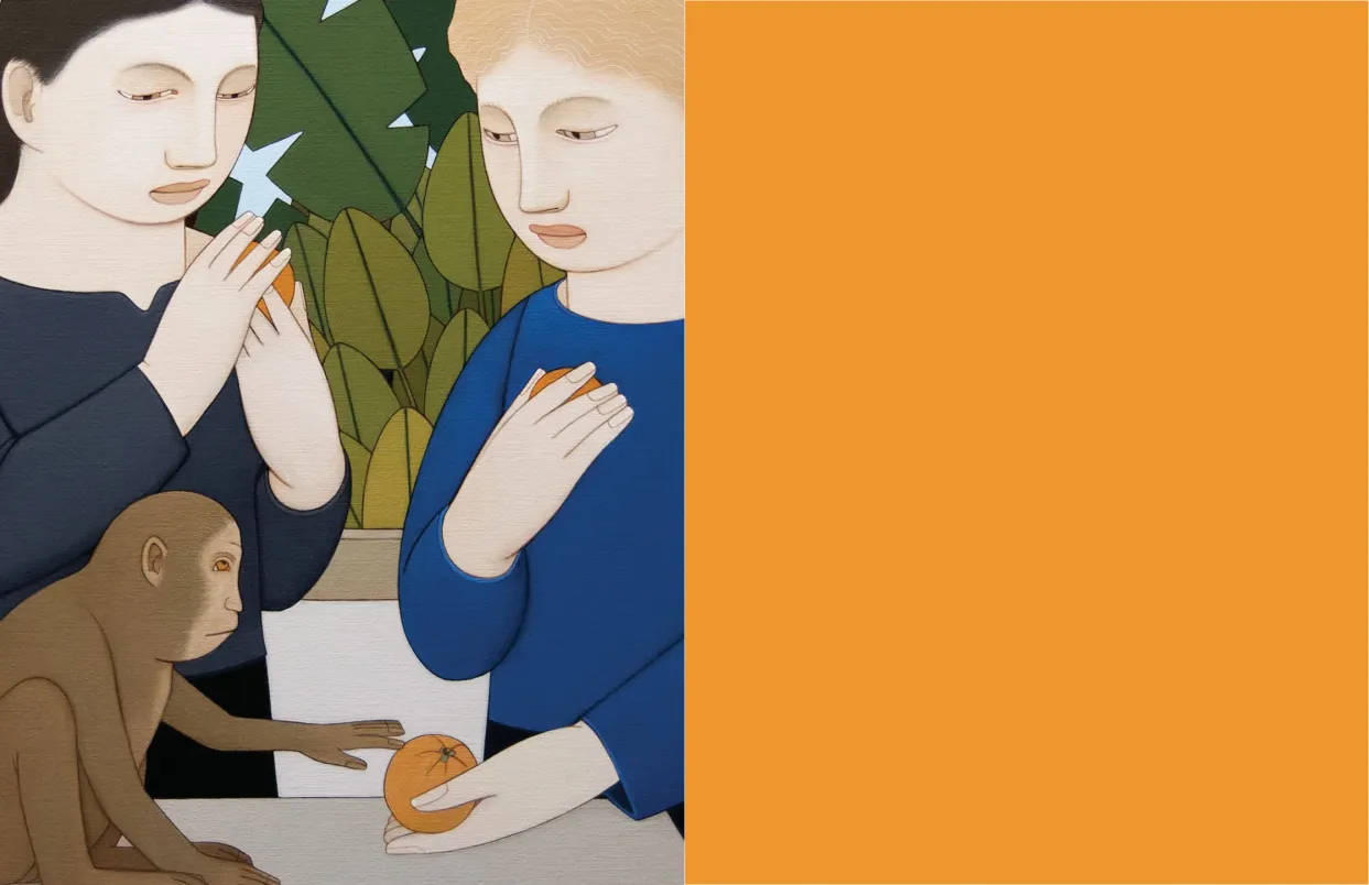 Andrew Stevovich: Contemplating Figures exhibition catalogue, inside front cover spread