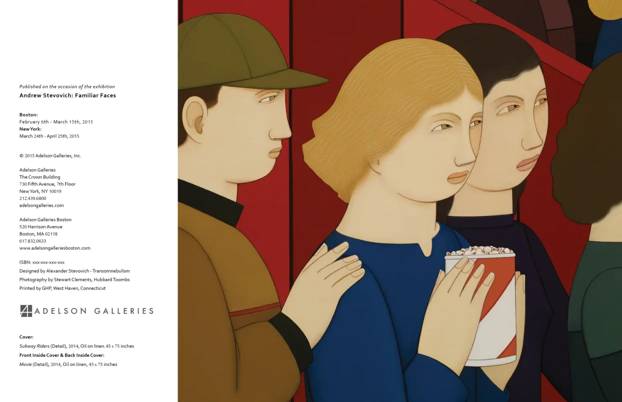 Andrew Stevovich: Familiar Faces exhibition catalogue, inside back cover spread