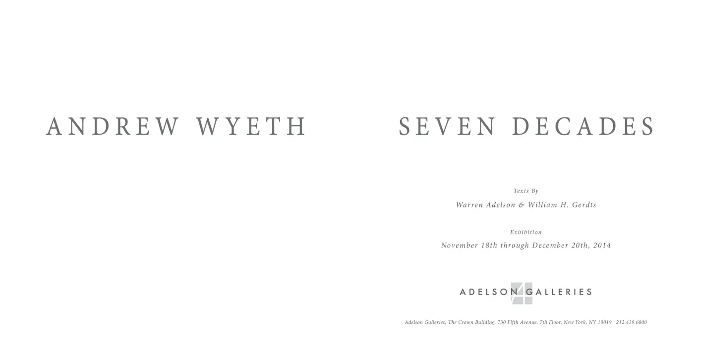 Andrew Wyeth: Seven Decades exhibition catalogue, inside front cover spread