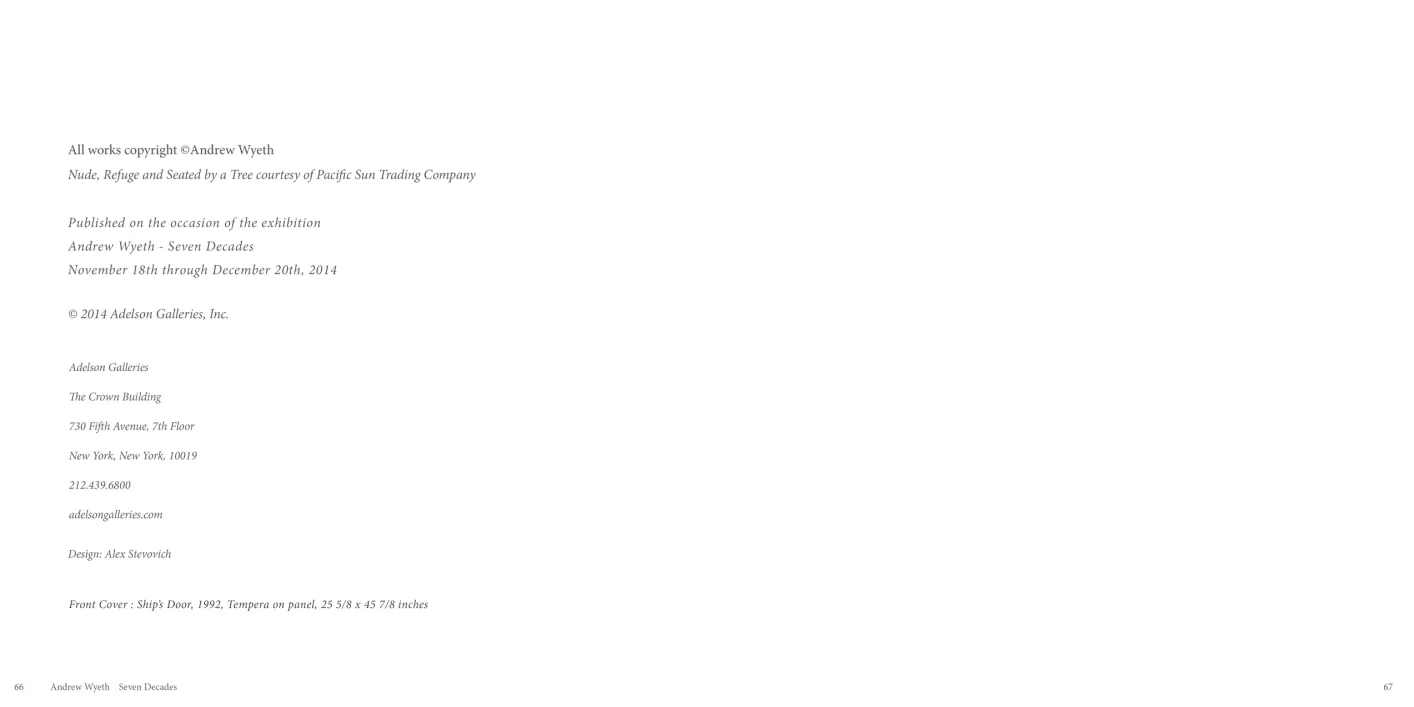 Andrew Wyeth: Seven Decades exhibition catalogue, pages 66–67