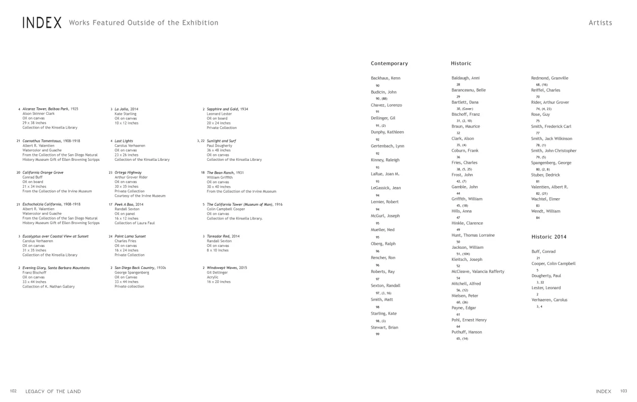 Art in Nature: Legacy of the Land exhibition catalogue, pages 102–103