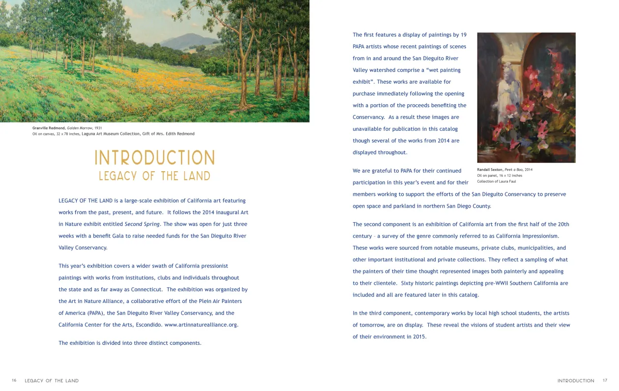 Art in Nature: Legacy of the Land exhibition catalogue, pages 16–17