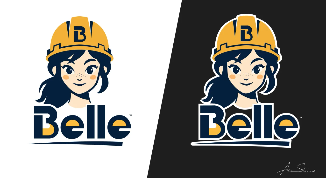 Demonstration of the Belle logo's variants for light and dark backgrounds.