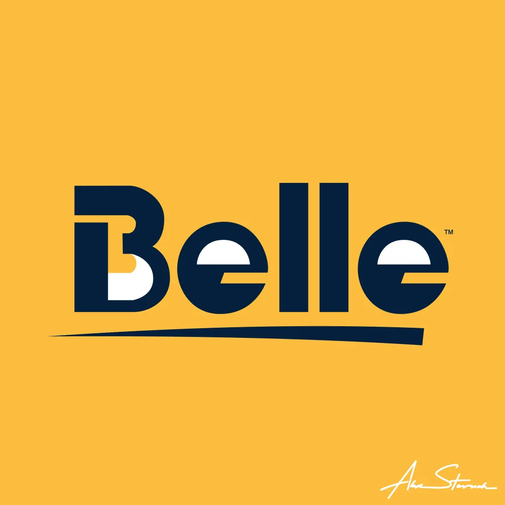 Demonstration of the Belle logo's variants for light and dark backgrounds.