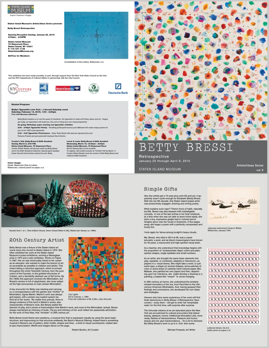 One-fold brochure design featuring the artwork of Betty Bressi