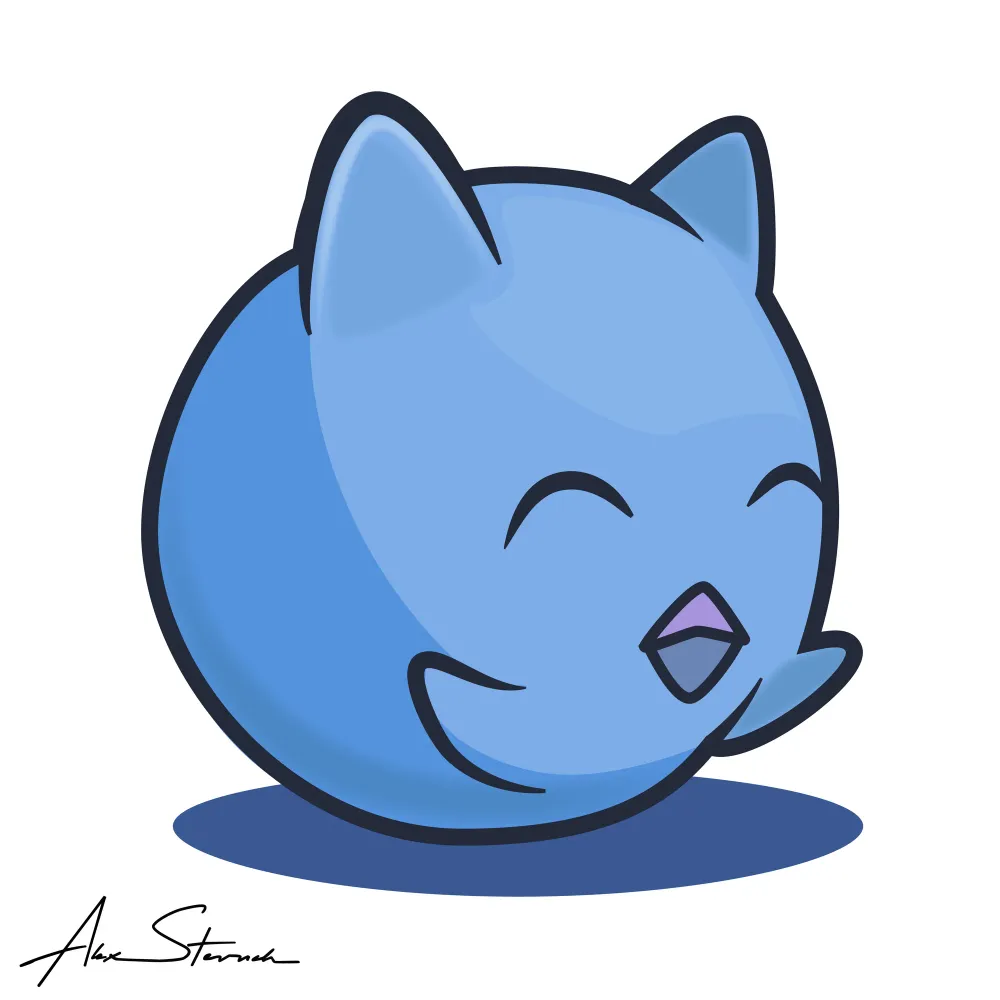 Blue Mochipuff Kawaii Illustration