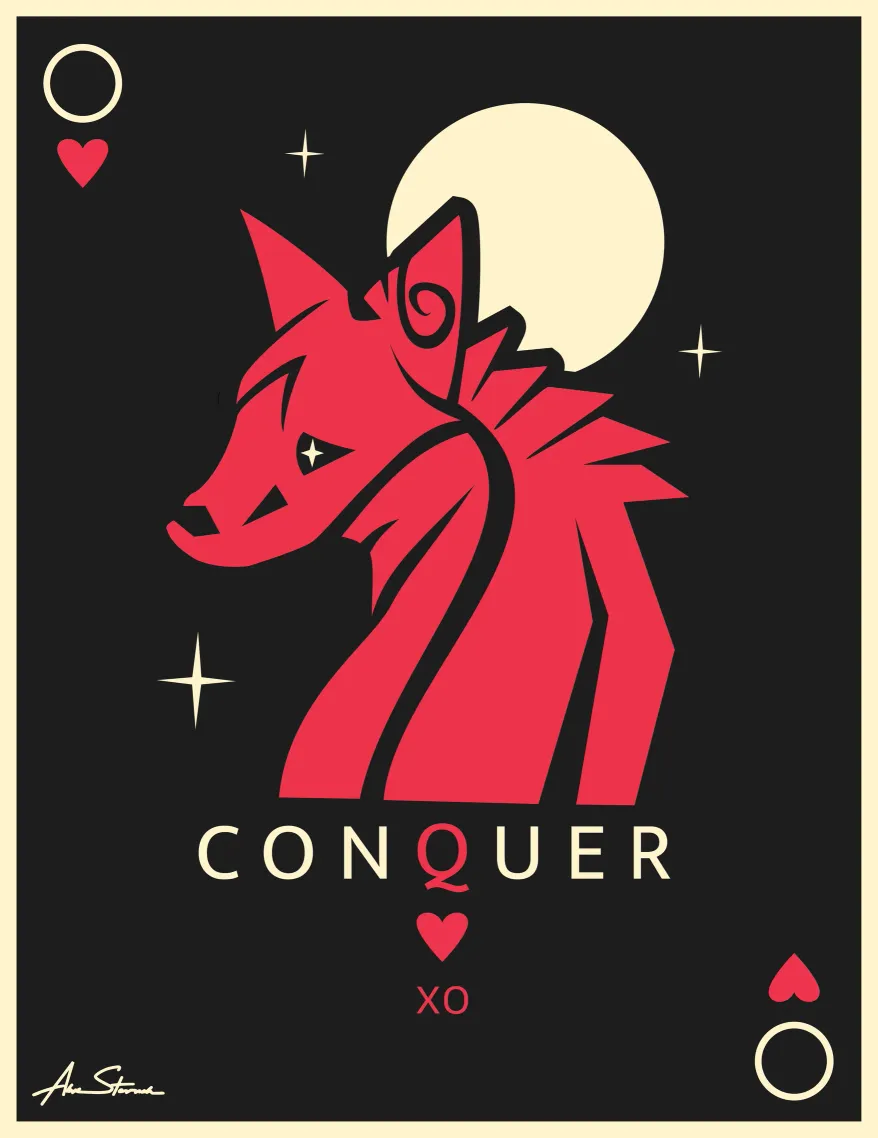 Conquer XO Playing Card Illustration