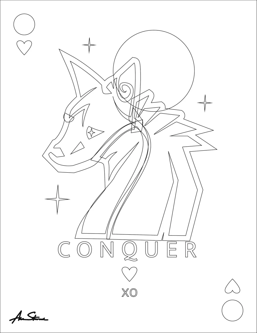 Conquer XO Playing Card Illustration vector-line for comparison