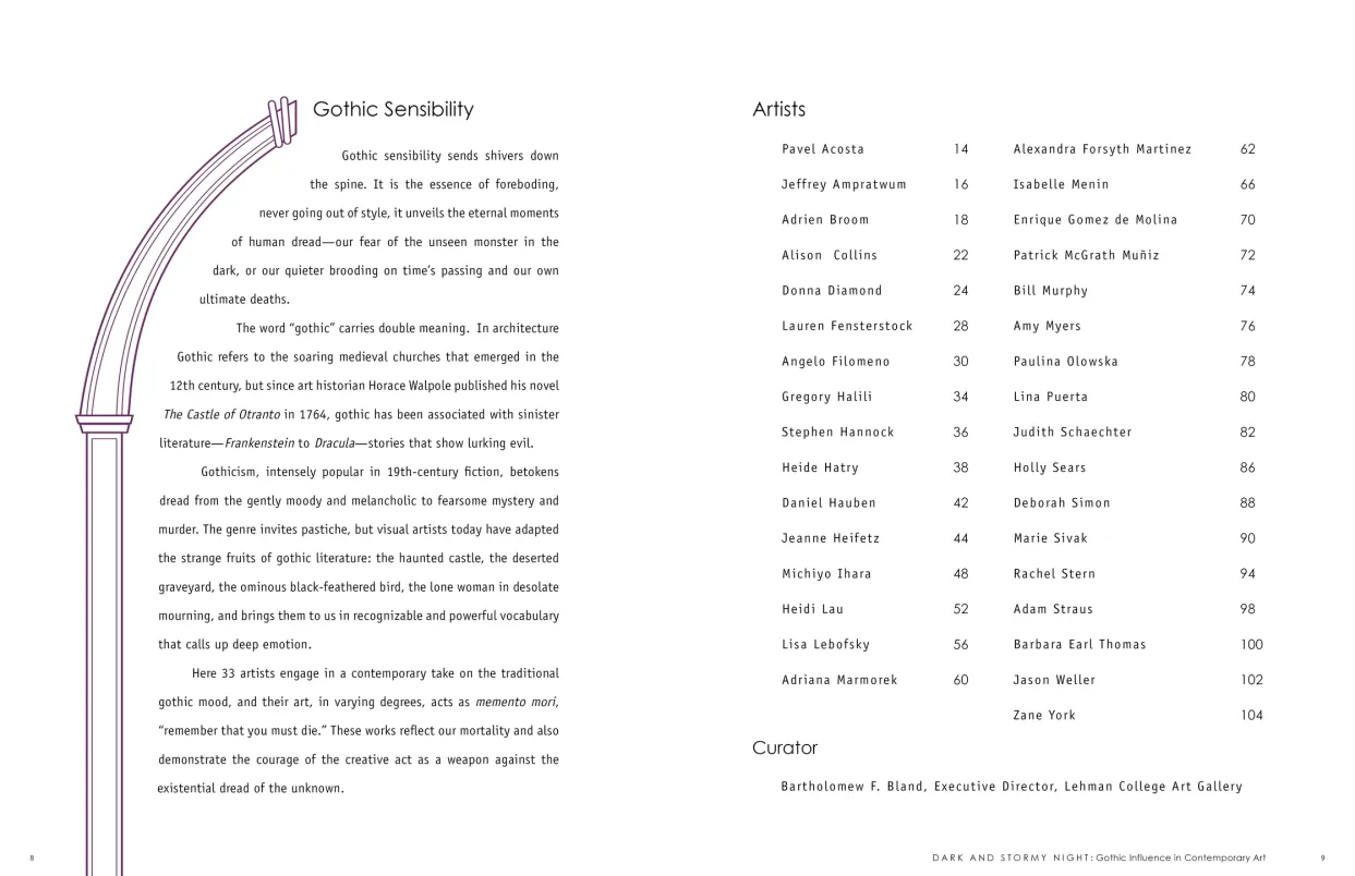 Dark and Stormy Night: Gothic Influence in Contemporary Art exhibition catalogue, pages 8–9