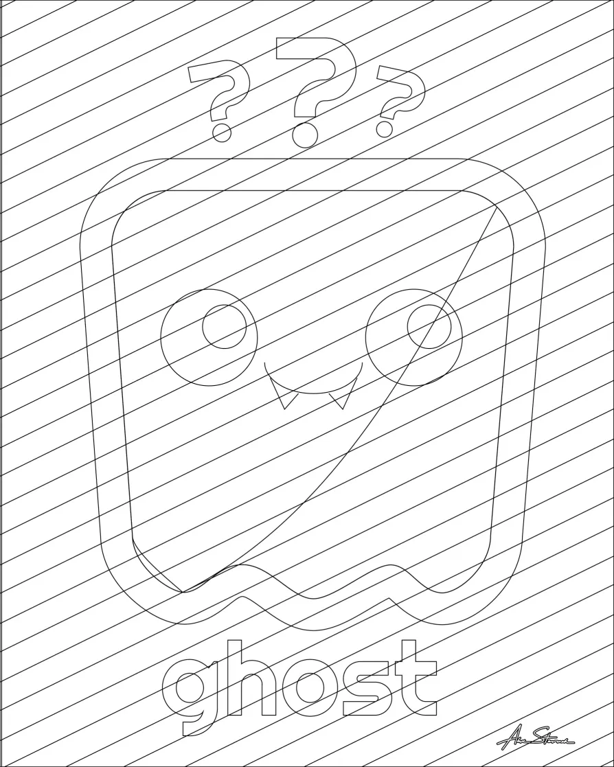 Ghost (G) illustration vector-line for comparison