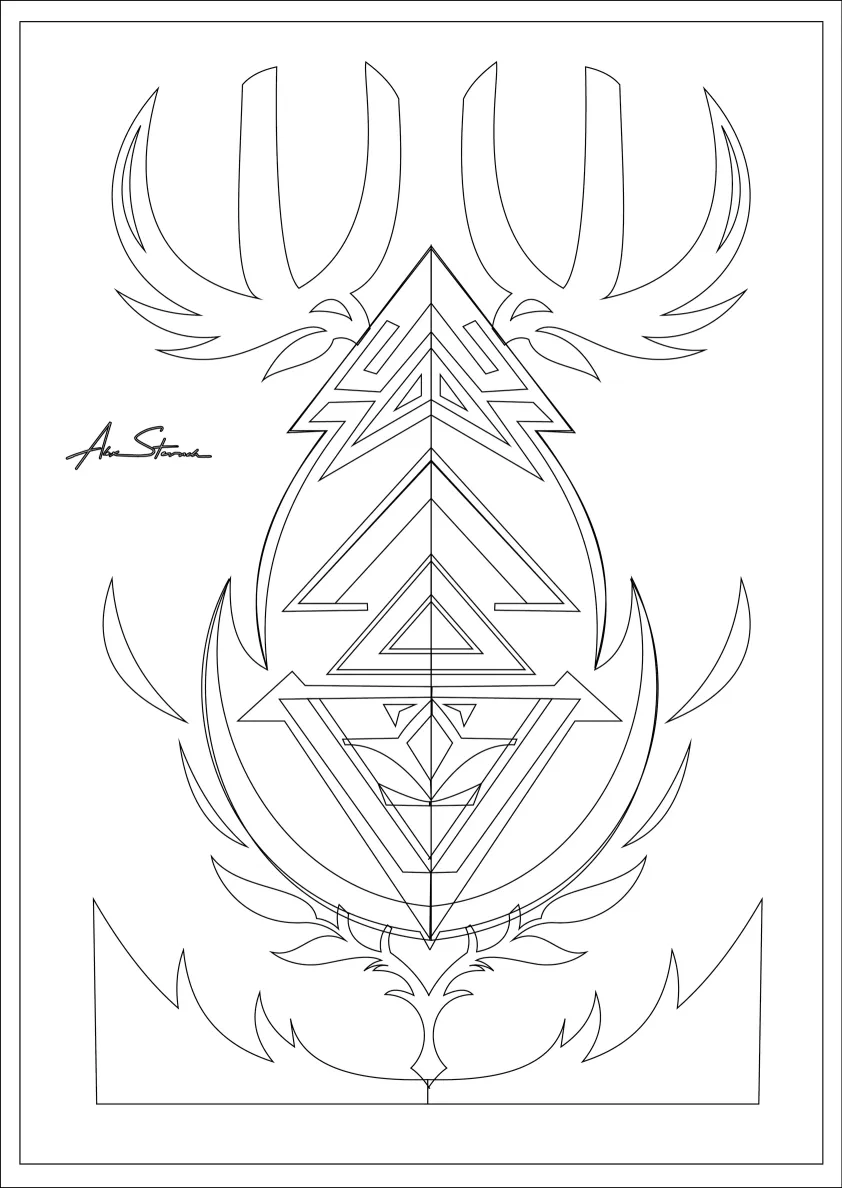 Heraldric Paper Cut Stag Beetle illustration vector-line for comparison