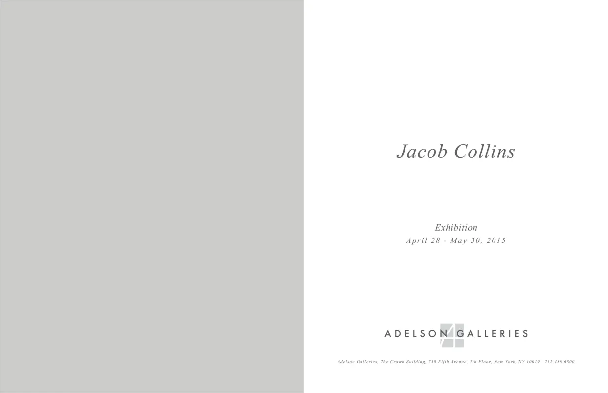 Jacob Collins 2015 exhibition catalogue, inside front cover spread