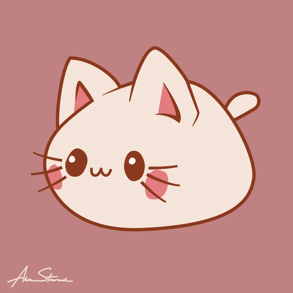 Kawaii Cat Blob Illustration