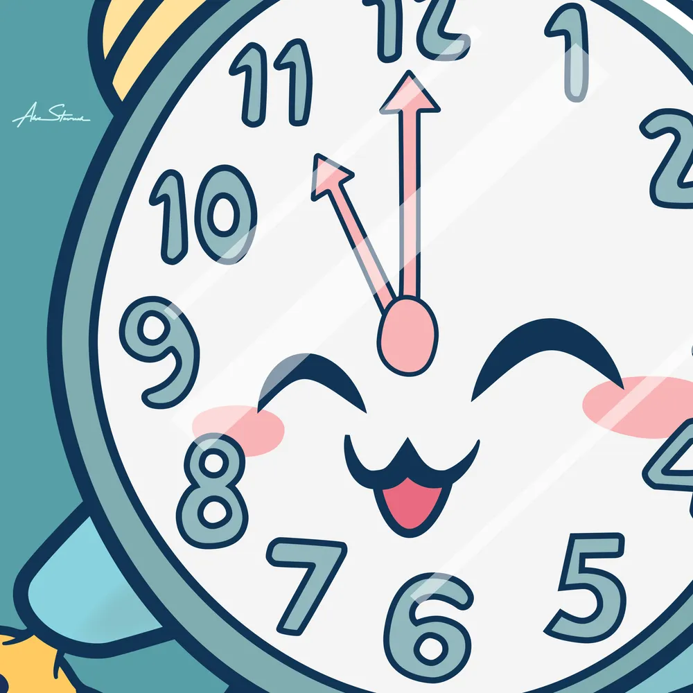 Kawaii Clock Illustration Hero Presenation