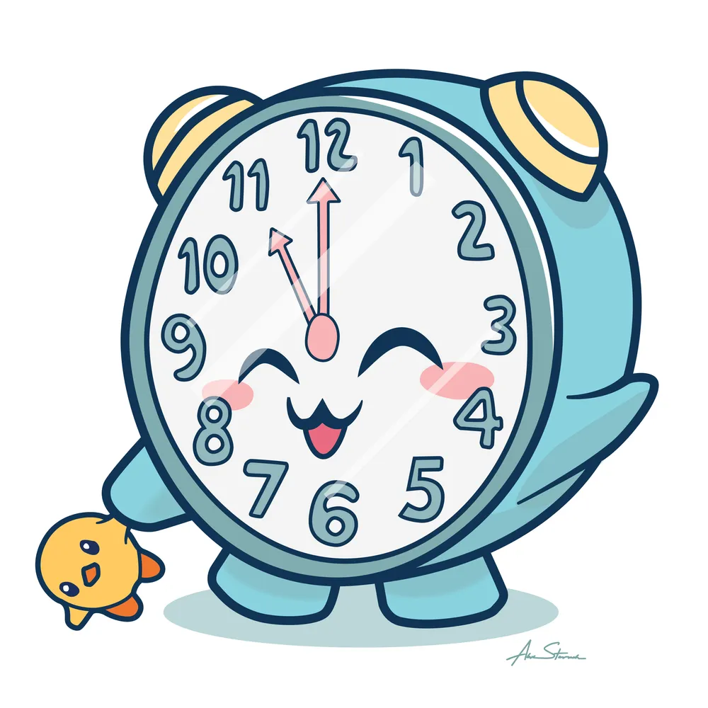 Kawaii Clock Illustration