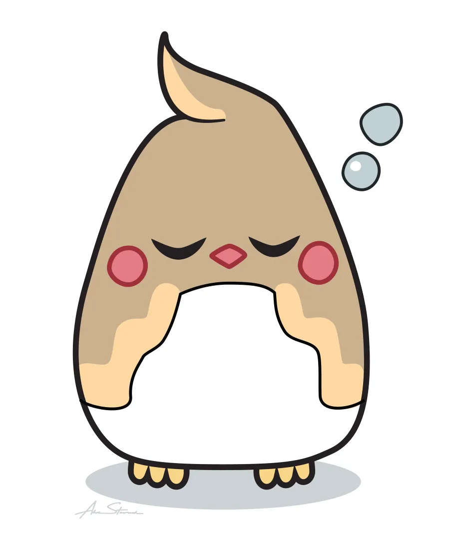Kawaii Sleeping Bird Illustration