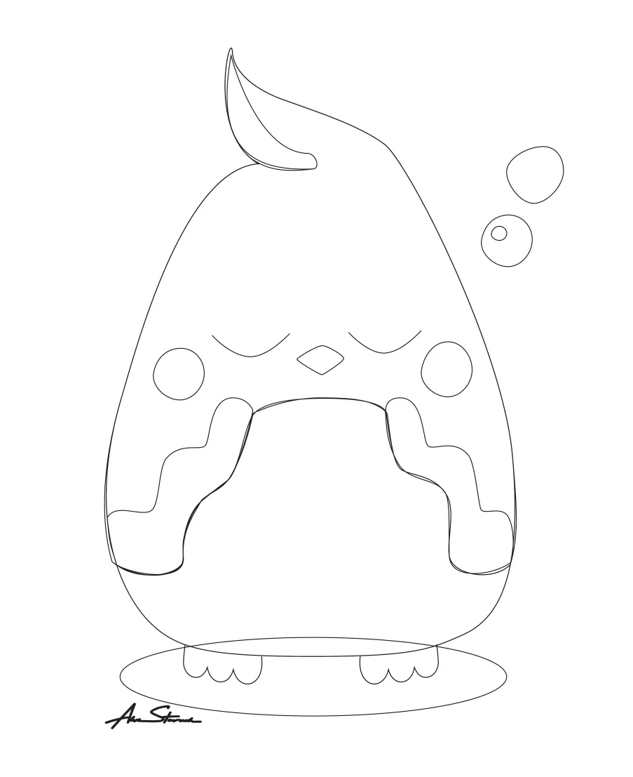 Kawaii Sleeping Bird Illustration vector-line for comparison