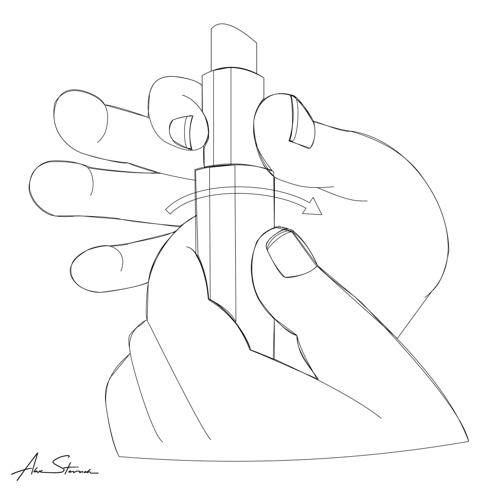 Lipstick Technical Instructions Panel 2 illustration vector-line for comparison