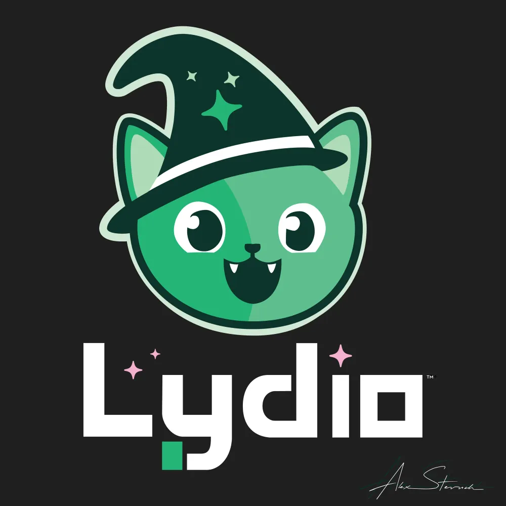 Lydio Horizontal Illustrated Logo for dark backgrounds