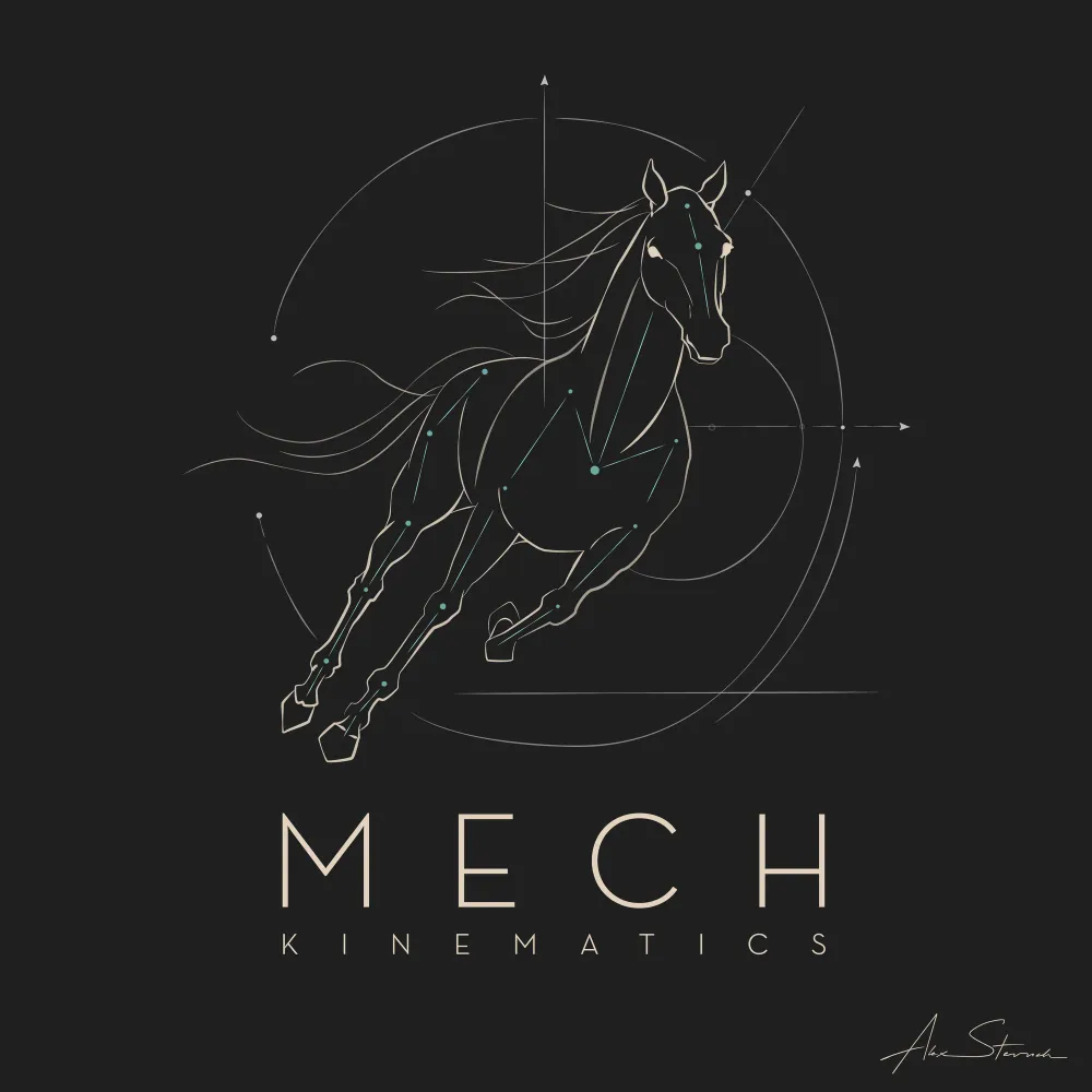 Mech square illustrated logo for dark backgrounds