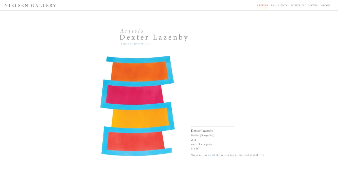 Nielsen Gallery Web Home Page, c. 2015