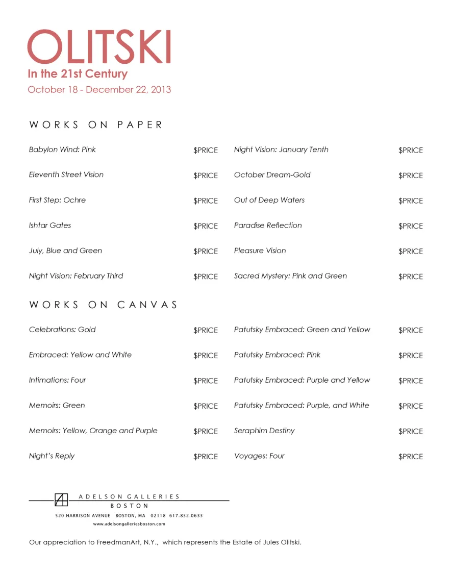 Printed exhibition price list design