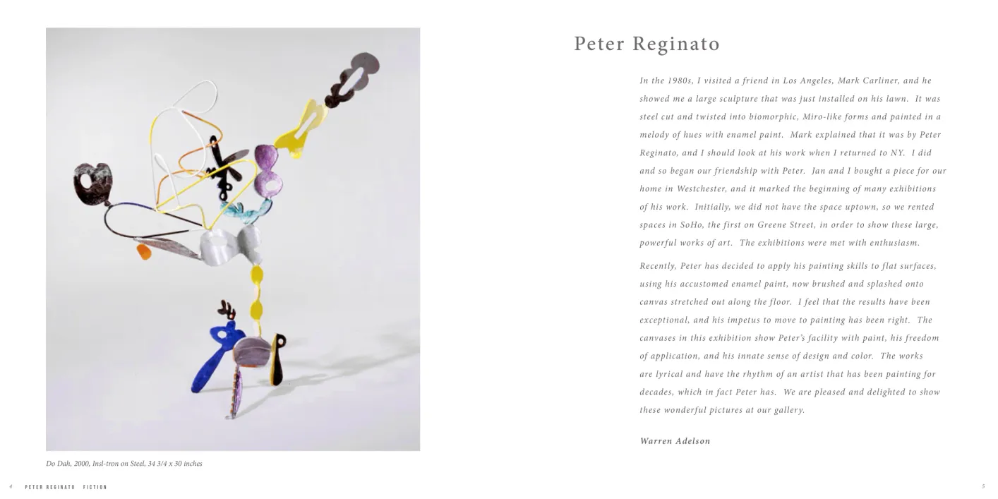 Peter Reginato: Fiction exhibition catalogue, pages 4–5