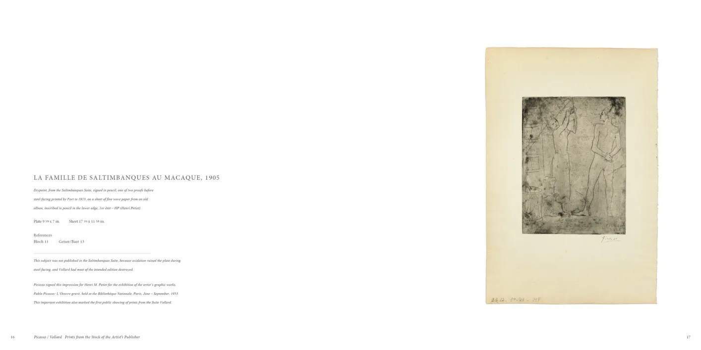 Picasso Vollard: Prints from the Stock of the Artist’s Publisher exhibition catalogue, pages 16–17