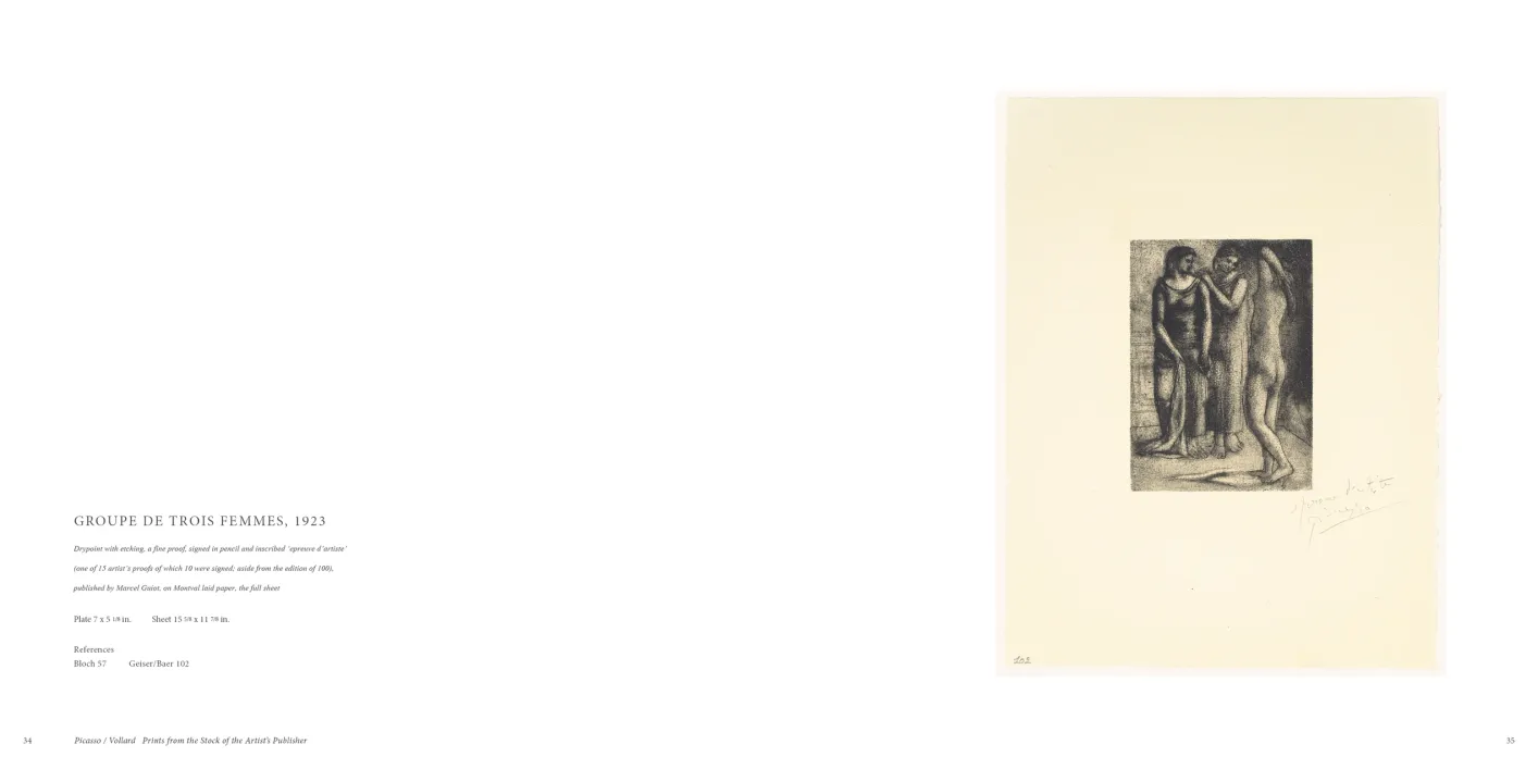 Picasso Vollard: Prints from the Stock of the Artist’s Publisher exhibition catalogue, pages 34–35