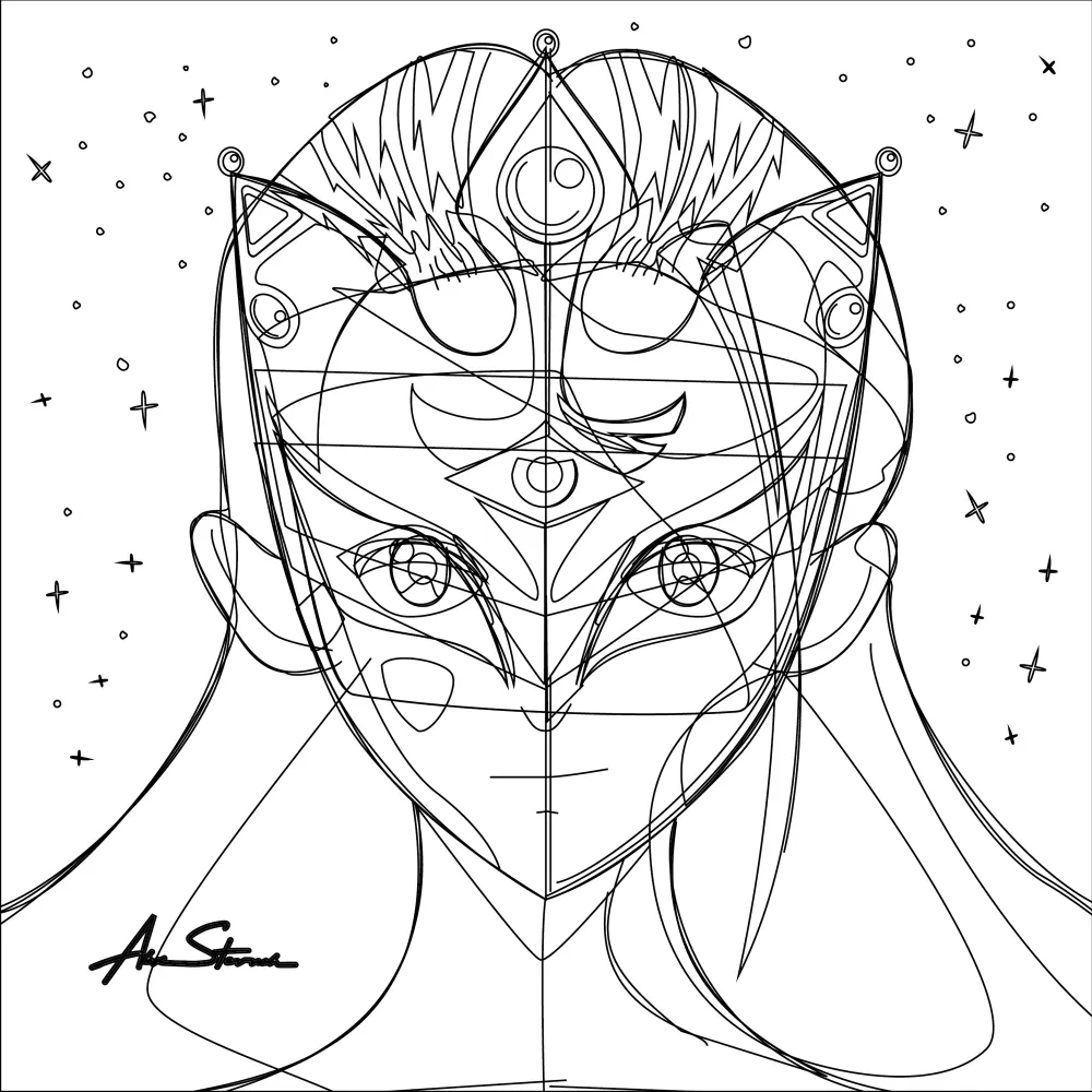 Princess S illustration vector-line for comparison
