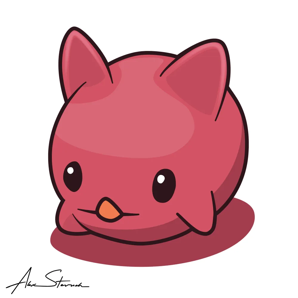 Red Mochipuff Kawaii Illustration