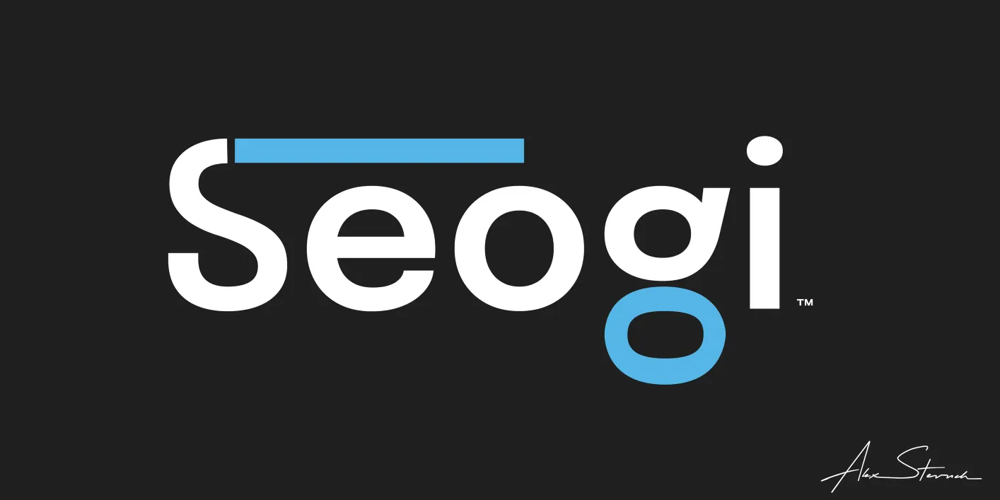 Seogi Blue Wordmark on Dark Background