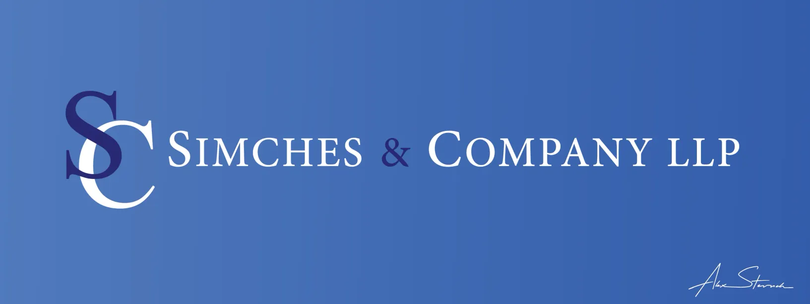 Simches and Company Horizontal Graphic Logo on blue