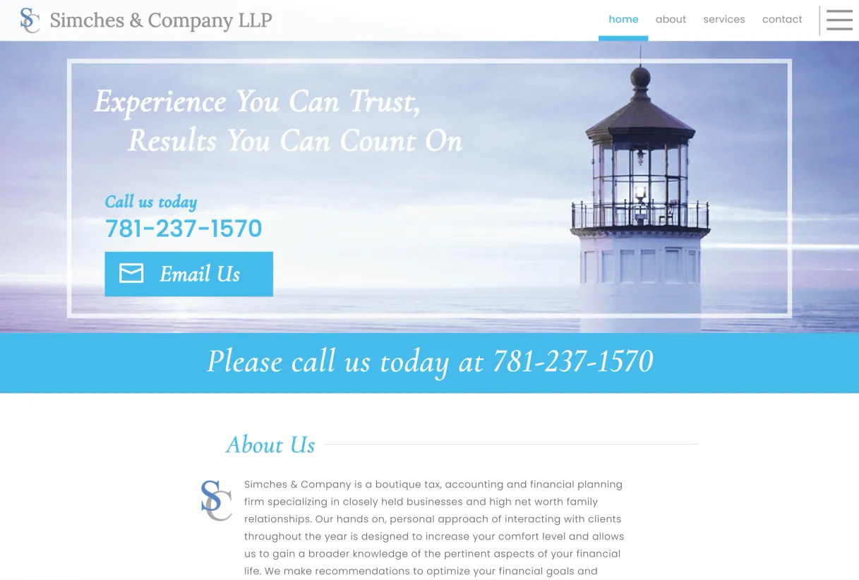 Simches and Company Web Home Page, c. 2014