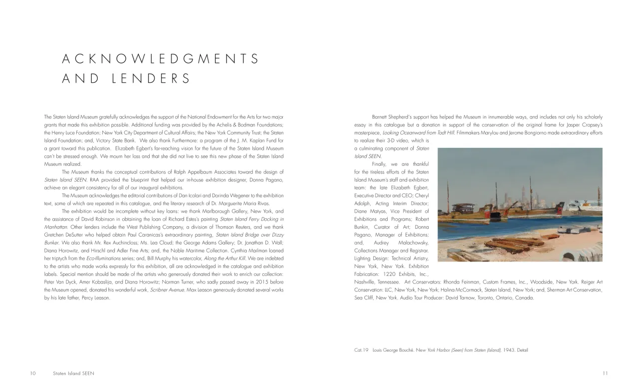 Staten Island SEEN exhibition catalogue, pages 10–11